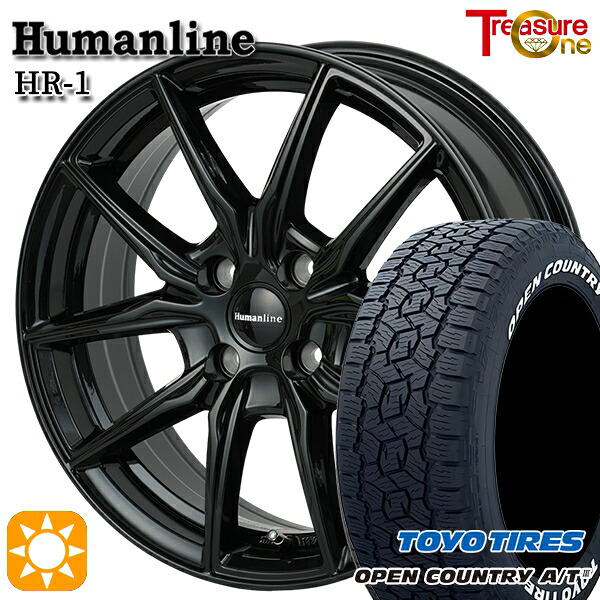 アゲ軽 165/80R14 97/95N LT トーヨー オープンカントリーA/T3 ホワイトレター トレジャーワン ヒューマンライン HR1 BK 14インチ 4.5J 4H100 サマータイヤホイールセット