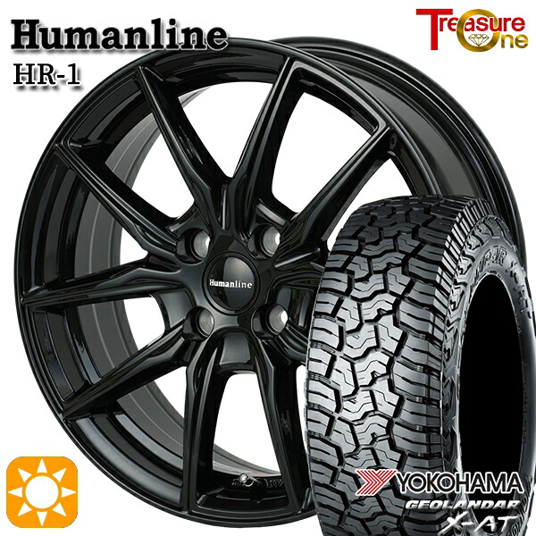 アゲトラ 145R14C 85/83Q ヨコハマ ジオランダーX-AT G016 トレジャーワン ヒューマンライン HR1 BK 14インチ 4.5J 4H100 サマータイヤホイールセット