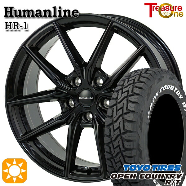 クラウンクロスオーバー 225/60R18 100Q トーヨー オープンカントリー R/T ホワイトレター トレジャーワン ヒューマンライン HR1 BK ※球面 M14ボルト対応 18インチ 7.0J 5H114.3 +40 サマータイヤホイールセット｜タイヤホイール激安王国