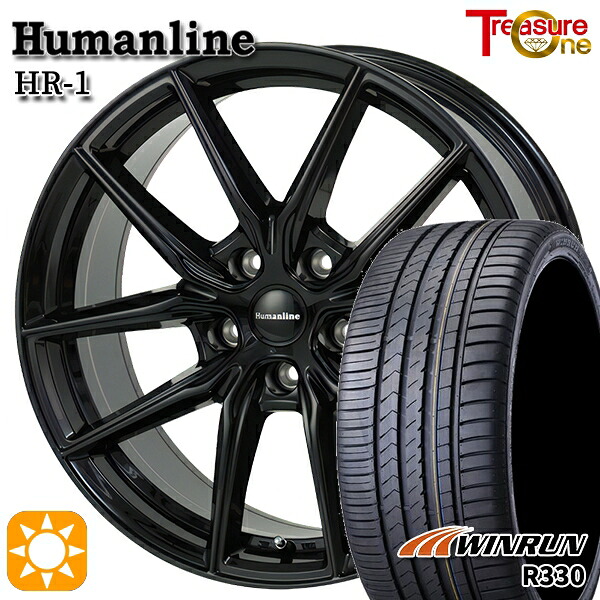 225/55R18 98V ウィンラン R330 トレジャーワン ヒューマンライン HR1 BK 18インチ 8.0J 5H114.3 サマータイヤホイールセット｜タイヤホイール激安王国 54,480円