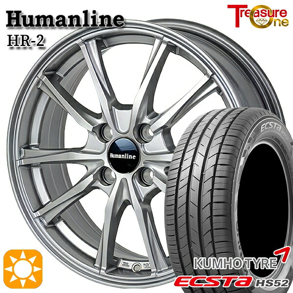 195/45R16 84V XL クムホ エクスタ HS52 トレジャーワン ヒューマンライン HR2 DG 16インチ 6.0J 4H100 サマータイヤホイールセット