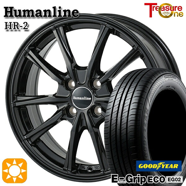 ライズ ロッキー 195/65R16 92V グッドイヤー エフィシェントグリップ EG02 トレジャーワン ヒューマンライン HR2 BK 16インチ 6.0J 4H100 サマータイヤホイールセット|タイヤホイール激安王国