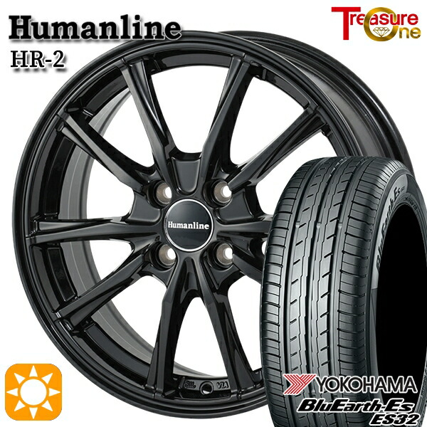 165/65R14 79S ヨコハマ ブルーアース ES32 トレジャーワン ヒューマンライン HR2 BK 14インチ 4.5J 4H100 サマータイヤホイールセット