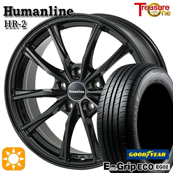 エスクァイア セレナ 195/65R15 91H グッドイヤー エフィシェントグリップ EG02 トレジャーワン ヒューマンライン HR2 BK 15インチ 6.0J 5H114.3 サマータイヤホイールセット