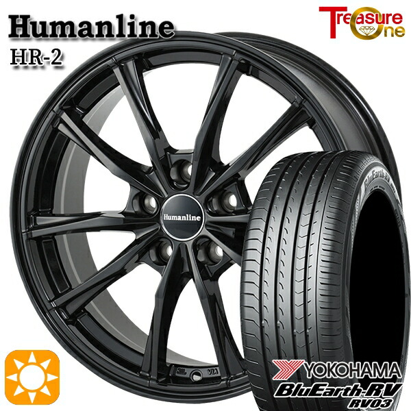 マツダ6 エクストレイル 225/60R18 100H ヨコハマ ブルーアース RV03 トレジャーワン ヒューマンライン HR2 BK 18インチ 7.0J 5H114.3 サマータイヤホイールセット