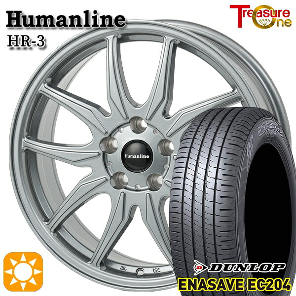 225/45R18 95W XL ダンロップ エナセーブ EC204 トレジャーワン ヒューマンライン HR3 DS 18インチ 7.0J 5H114.3 サマータイヤホイールセット