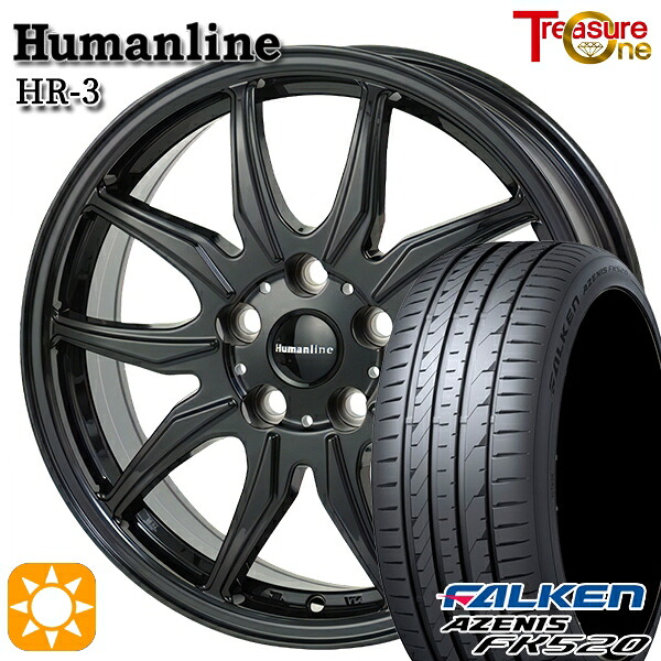 215/45R17 91Y XL ファルケン アゼニス FK520 トレジャーワン ヒューマンライン HR3 BK 17インチ 7.0J 5H114.3 サマータイヤホイールセット