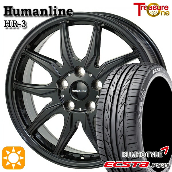 エスティマ ヤリスクロス 215/60R16 95V クムホ エクスタ PS31 トレジャーワン ヒューマンライン HR3 BK 16インチ 6.5J 5H114.3 サマータイヤホイールセット