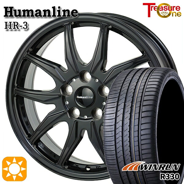 4/10ﾎﾟｲﾝﾄ10倍★アクセラ アテンザ 215/45R18 93W XL ウィンラン R330 トレジャーワン ヒューマンライン HR3 BK 18インチ 7.0J 5H114.3 サマータイヤホイールセット