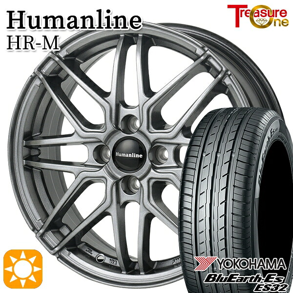 フィット アクア 185/60R15 84H ヨコハマ ブルーアース ES32 トレジャーワン ヒューマンライン HRM GM 15インチ 5.5J 4H100 サマータイヤホイールセット