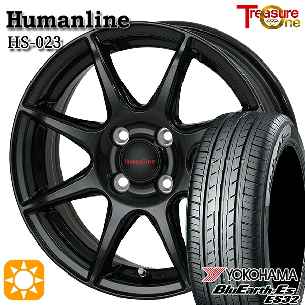 165/70R14 81S ヨコハマ ブルーアース ES32 トレジャーワン ヒューマンライン HS023 BK 14インチ 5.5J 4H100 サマータイヤホイールセット|タイヤホイール激安王国