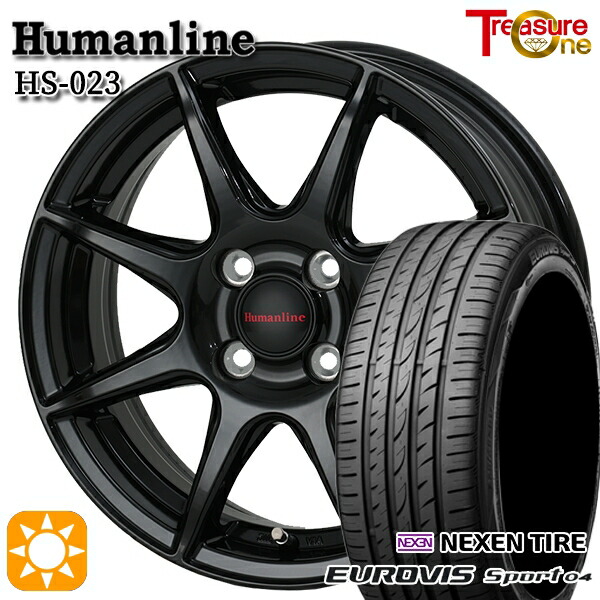 165/60R14 75H ロードストーン ユーロビズ Sport 04 トレジャーワン ヒューマンライン HS023 BK 14インチ 4.5J 4H100 サマータイヤホイールセット