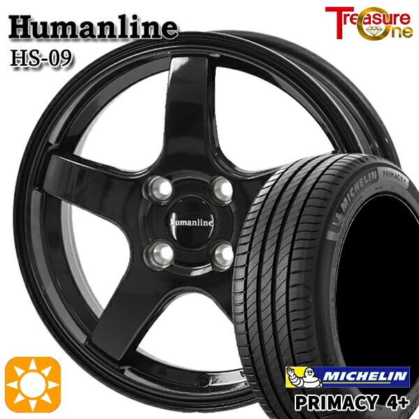 195/65R16 92H ミシュラン プライマシー4プラス トレジャーワン ヒューマンライン HS09 BK 16インチ 6.0J 4H100 サマータイヤホイールセット