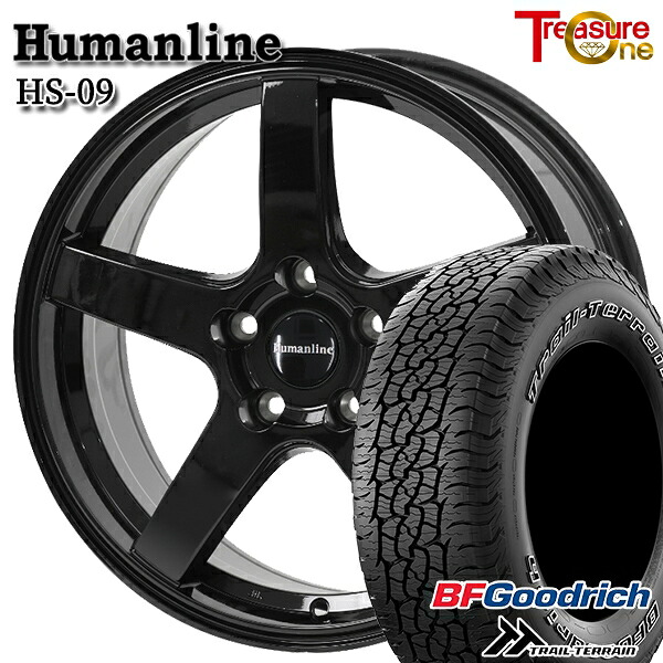 225/65R17 102T ORWL BFグッドリッチ トレールテレーン トレジャーワン ヒューマンライン HS09 BK 17インチ 7.0J 5H114.3 サマータイヤホイールセット