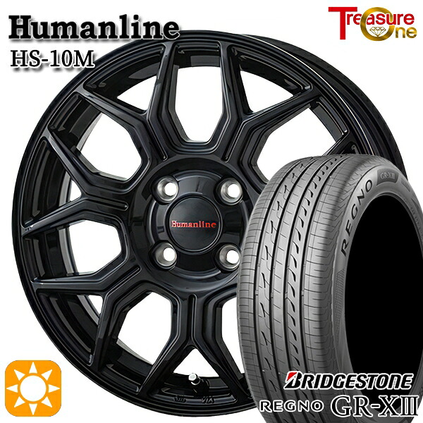 4/10ﾎﾟｲﾝﾄ10倍★175/65R14 82H ブリヂストン レグノ GRX3 トレジャーワン ヒューマンライン HS10M BK 14インチ 5.5J 4H100 サマータイヤホイールセット