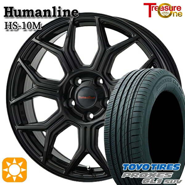 4/10ﾎﾟｲﾝﾄ10倍★215/55R17 94V トーヨー プロクセス CL1 SUV トレジャーワン ヒューマンライン HS10M BK 17インチ 7.0J 5H114.3 サマータイヤホイールセット