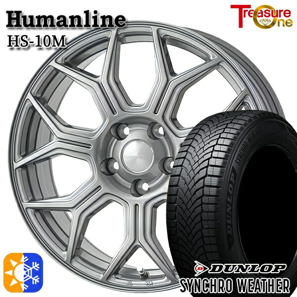 205/65R16 95H ダンロップ シンクロウェザー トレジャーワン ヒューマンライン HS10M ダークグレー 16インチ 6.5J 5H114.3 オールシーズンタイヤホイールセット