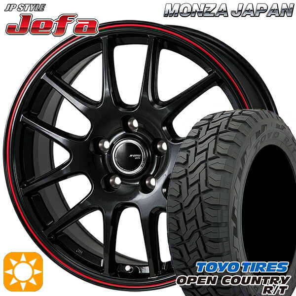 225/65R17 102Q トーヨー オープンカントリー R/T モンツァ JPスタイル ジェファ パールブラック/レッドライン 17インチ 7.0J 5H114.3 サマータイヤホイールセット