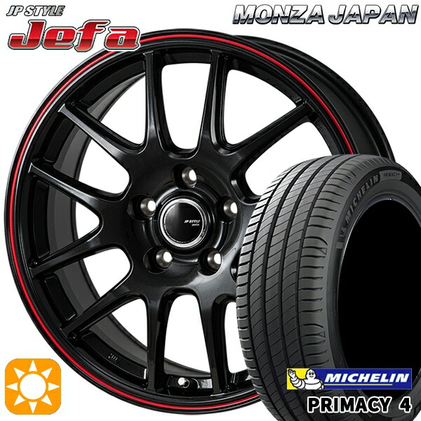 170シエンタ 185/60R15 88H XL ミシュラン プライマシー4 モンツァ JPスタイル ジェファ パールブラック/レッドライン 15インチ 6.0J 5H100 サマータイヤホイールセット