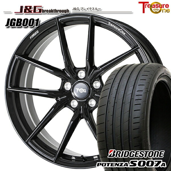 アウディ A4 245/30R20 90Y XL ブリヂストン ポテンザ S007A トレジャーワン 鍛造 J&Gブレイクスルー JGB001 ブラック 20インチ 8.5J 5H112 サマータイヤホイールセット