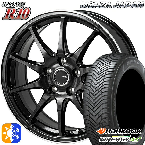 235/50R18 101W XL ハンコック KInERGy 4s 2 (H750) モンツァ JPスタイル R10 18インチ 8.0J 5H114.3 パールブラック/フランジカットポリッシュ オールシーズンタイヤホイールセット