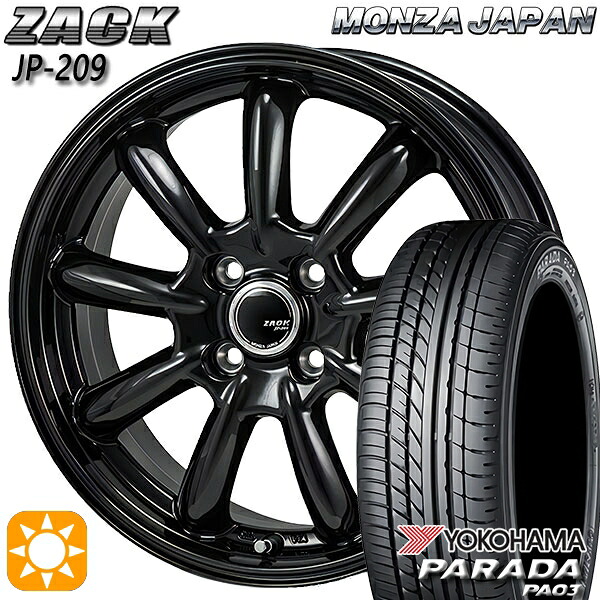 軽トラ 165/55R14C 95/93N ヨコハマ パラダ PA03 モンツァ ザック JP209 グロスブラック 14インチ 4.5J 4H100 サマータイヤホイールセット|タイヤホイール激安王国