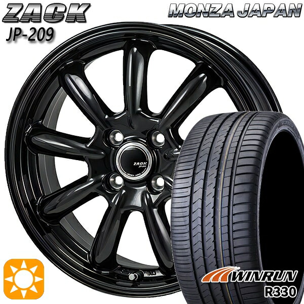 アクア クロスビー 185/55R16 83V ウィンラン R330 モンツァ ザック JP209 グロスブラック 16インチ 6.0J 4H100 サマータイヤホイールセット