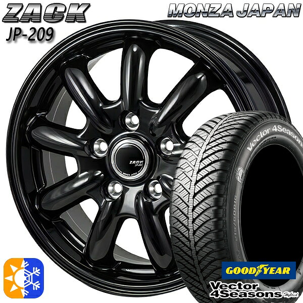 215/50R17 95H XL グッドイヤー ベクター フォーシーズンズ モンツァ ザック JP209 17インチ 7.0J 5H100 グロスブラック オールシーズンタイヤホイールセット