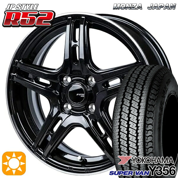 軽トラ 145/80R12 80/78L ヨコハマ スーパーバン Y356 モンツァ JPスタイル R52 12インチ 4.0J 4H100 サマータイヤホイールセット｜タイヤホイール激安王国 47,760円