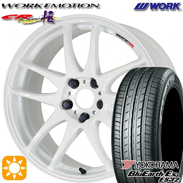215/40R18 85W ヨコハマ ブルーアース ES32 WORK エモーション CR極 ホワイト 18インチ 7.5J 5H114.3 サマータイヤホイールセット