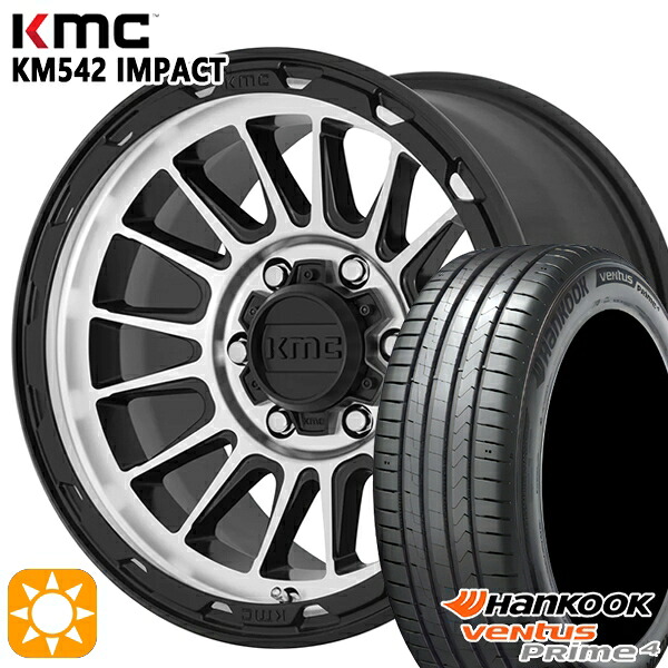 225/65R17 102H ハンコック ベンタスプライム4 K135A KMC KM542 IMPACT SATINBLACK MACHINED 17インチ 8.0J 5H114.3 サマータイヤホイールセット|タイヤホイール激安王国