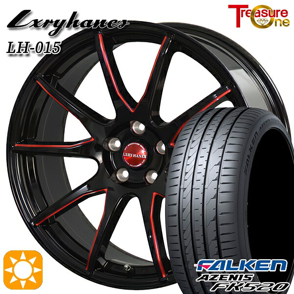 4/10ﾎﾟｲﾝﾄ10倍★225/40R18 92Y XL ファルケン アゼニス FK520 トレジャーワン ラグジーヘインズ LH015 ブラック・マシニングレッドクリア 18インチ 7.0J 5H114.3 サマータイヤホイールセット