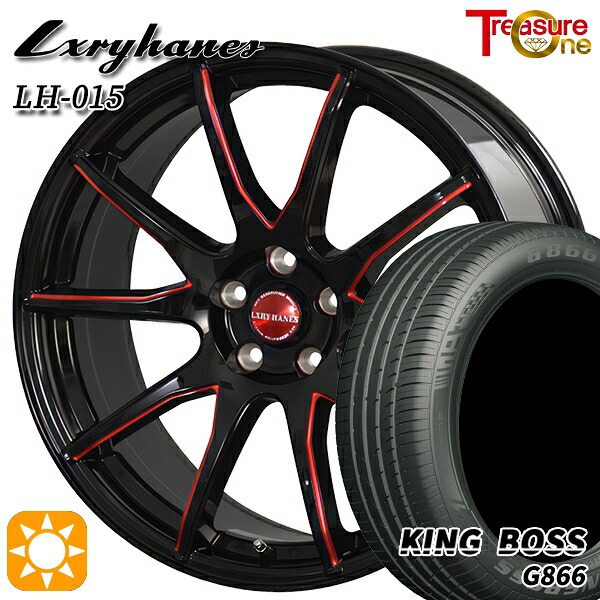 アルファード ヴェルファイア 235/50R18 101W XL キングボス G866 トレジャーワン ラグジーヘインズ LH015 ブラック・マシニングレッドクリア 18インチ 8.0J 5H114.3 サマータイヤホイールセット｜タイヤホイール激安王国 47,100円