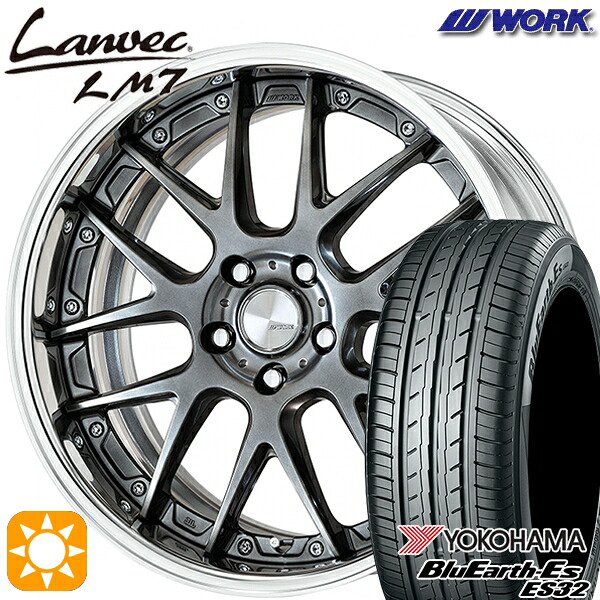 4/10ﾎﾟｲﾝﾄ10倍★225/40R18 92W XL ヨコハマ ブルーアース ES32 WORK ランベック LM7 グリミットブラック 18インチ 7.0J 5H114.3 サマータイヤホイールセット