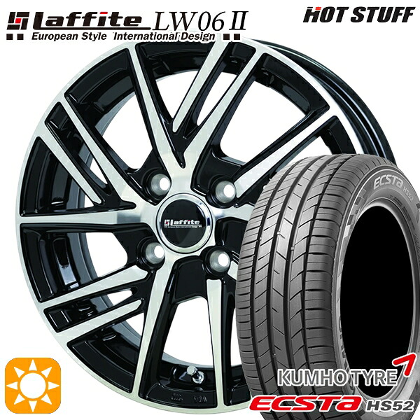 アクア ヤリス 195/50R16 88V XL クムホ エクスタ HS52 HotStuff ラフィット LW06-2 BK/P 16インチ 6.0J 4H100 サマータイヤホイールセット|タイヤホイール激安王国