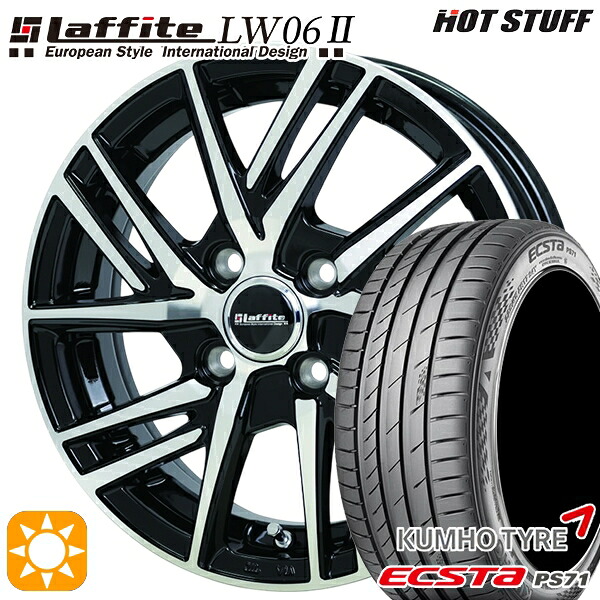 4/10ﾎﾟｲﾝﾄ10倍★マツダ2 ノート 205/45R17 88W XL クムホ エクスタ PS71 HotStuff ラフィット LW06-2 BK/P 17インチ 6.5J 4H100 +40/+50 サマータイヤホイールセット