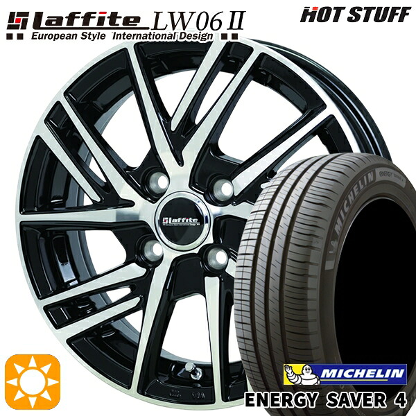 アクア ヤリス 195/50R16 88V XL ミシュラン エナジーセイバー4 HotStuff ラフィット LW06-2 BK/P 16インチ 6.0J 4H100 サマータイヤホイールセット