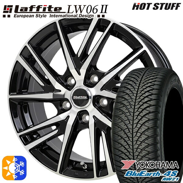 225/60R17 103V ヨコハマ ブルーアース 4S AW21 HotStuff ラフィット LW06-2 BK/P 17インチ 7.0J 5H114.3 オールシーズンタイヤホイールセット