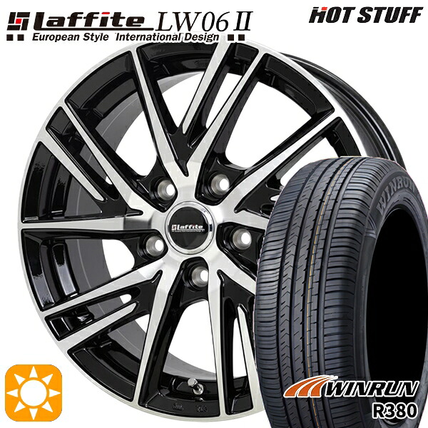 セレナ ラフェスタ 195/60R16 89H ウィンラン R380 HotStuff ラフィット LW06-2 BK/P 16インチ 6.5J 5H114.3 サマータイヤホイールセット