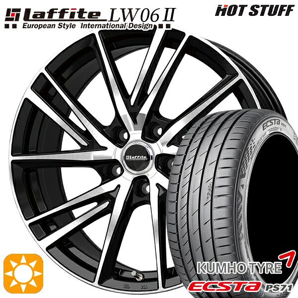 ジェイド アクセラ 225/40R18 92W XL クムホ エクスタ PS71 HotStuff ラフィット LW06-2 BK/P 18インチ 7.0J 5H114.3 サマータイヤホイールセット