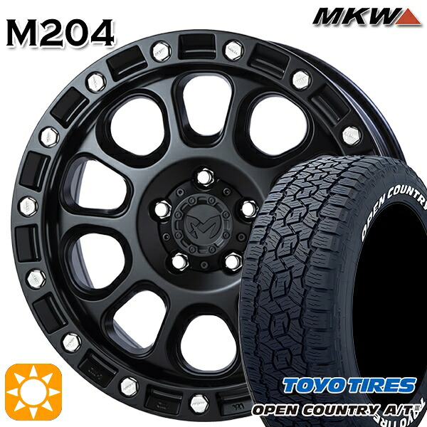 ハリアー エクストレイル 225/65R17 102H トーヨー オープンカントリーA/T3 ホワイトレター MKW M204 ブラックキャット 17インチ 8.0J 5H114.3 サマータイヤホイールセット