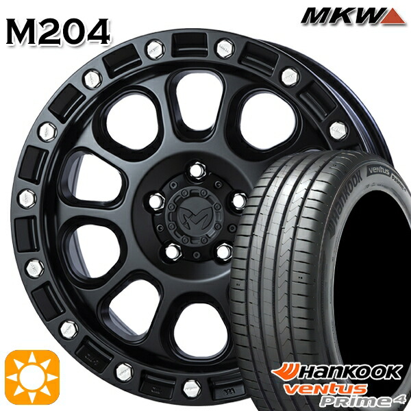225/65R17 102H ハンコック ベンタスプライム4 K135A MKW M204 ブラックキャット 17インチ 8.0J 5H114.3 サマータイヤホイールセット