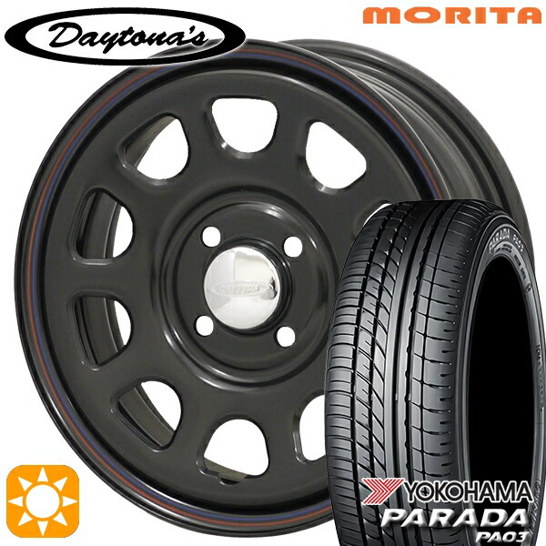 軽トラ 165/55R14C 95/93N ヨコハマ パラダ PA03 MRT DAYTONA'S G2 デイトナズ ブラック 14インチ 5.0J 4H100 サマータイヤホイールセット