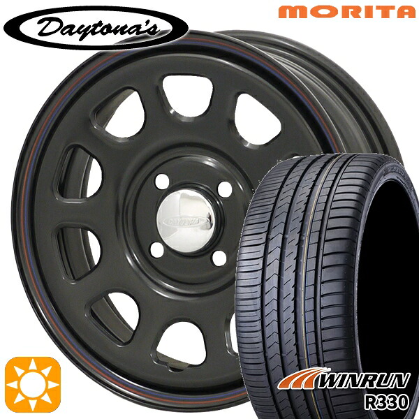 165/55R14 72H ウィンラン R330 MRT DAYTONA'S G2 デイトナズ ブラック 14インチ 5.0J 4H100 サマータイヤホイールセット