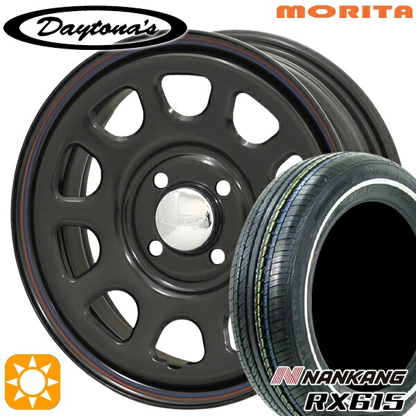 155/65R14 ナンカン RX615 ホワイトリボン MRT DAYTONA'S G2 デイトナズ ブラック 14インチ 5.0J 4H100 サマータイヤホイールセット