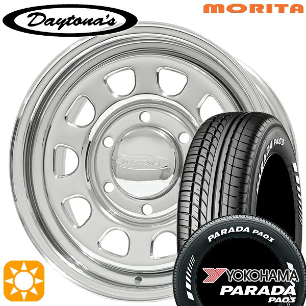 キャラバン専用 215/70R15C 109/107S ヨコハマ パラダ PA03 ホワイトレター MRT DAYTONA'S G2 デイトナズ クローム 15インチ 6.0J 6H139.7+45 サマータイヤホイールセット