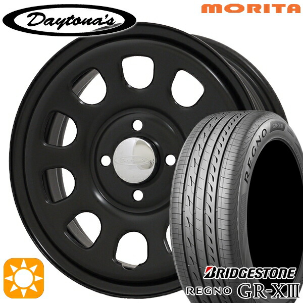4/10ﾎﾟｲﾝﾄ10倍★165/65R14 79S ブリヂストン レグノ GRX3 MRT DAYTONA'S G2 デイトナズ マットブラック 14インチ 5.0J 4H100 サマータイヤホイールセット