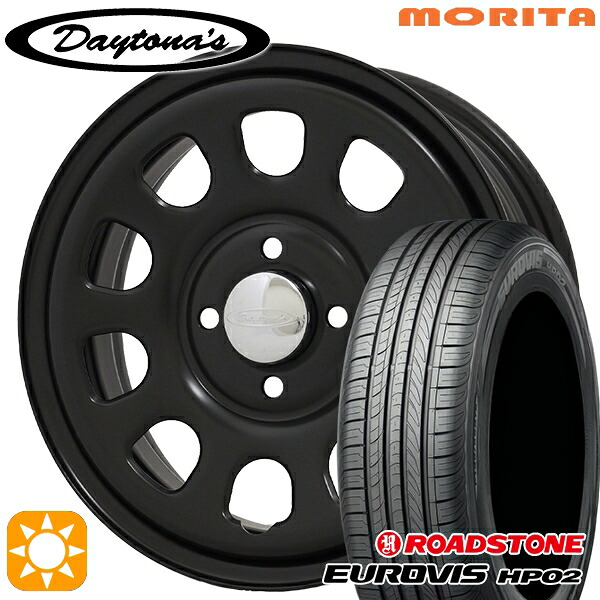 ハスラー ソリオ 165/60R15 ネクセン ロードストーン ユーロビズ HP02 MRT DAYTONA'S G2 デイトナズ マットブラック 15インチ 5.0J 4H100 +45 サマータイヤホイールセット