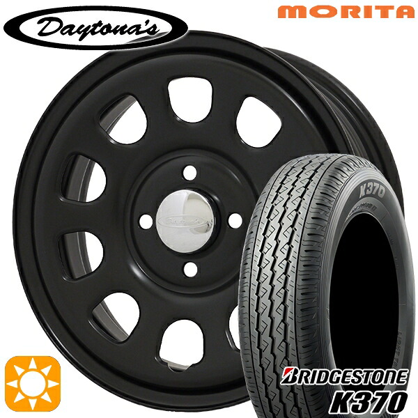 軽トラ軽バン用 145/80R12 80/78N ブリヂストンK370 MRT DAYTONA'S G2 デイトナズ マットブラック 12インチ 新品サマータイヤホイール 4本セット 送料無料 29,120円