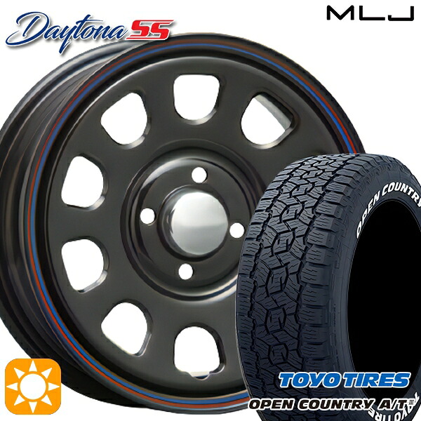 アゲ軽 165/80R14 97/95N トーヨー オープンカントリーA/T3 ホワイトレター MLJ デイトナ SS ブラック 14インチ 5.0J 4H100 サマータイヤホイールセット|タイヤホイール激安王国